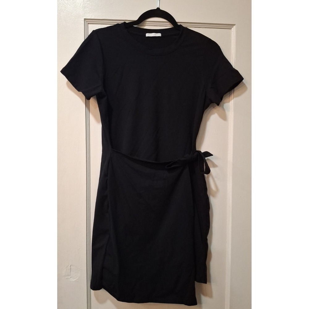 Threads 4 Thought Womens Black Short Sleeve Wrap Dress TWA6216 Size Small